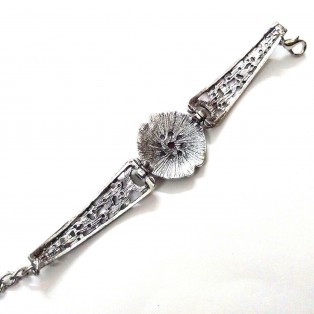 TIMELESS Red - Silver Oxidized Bracelet Wristlet Wristband Bangle Band Jewelry